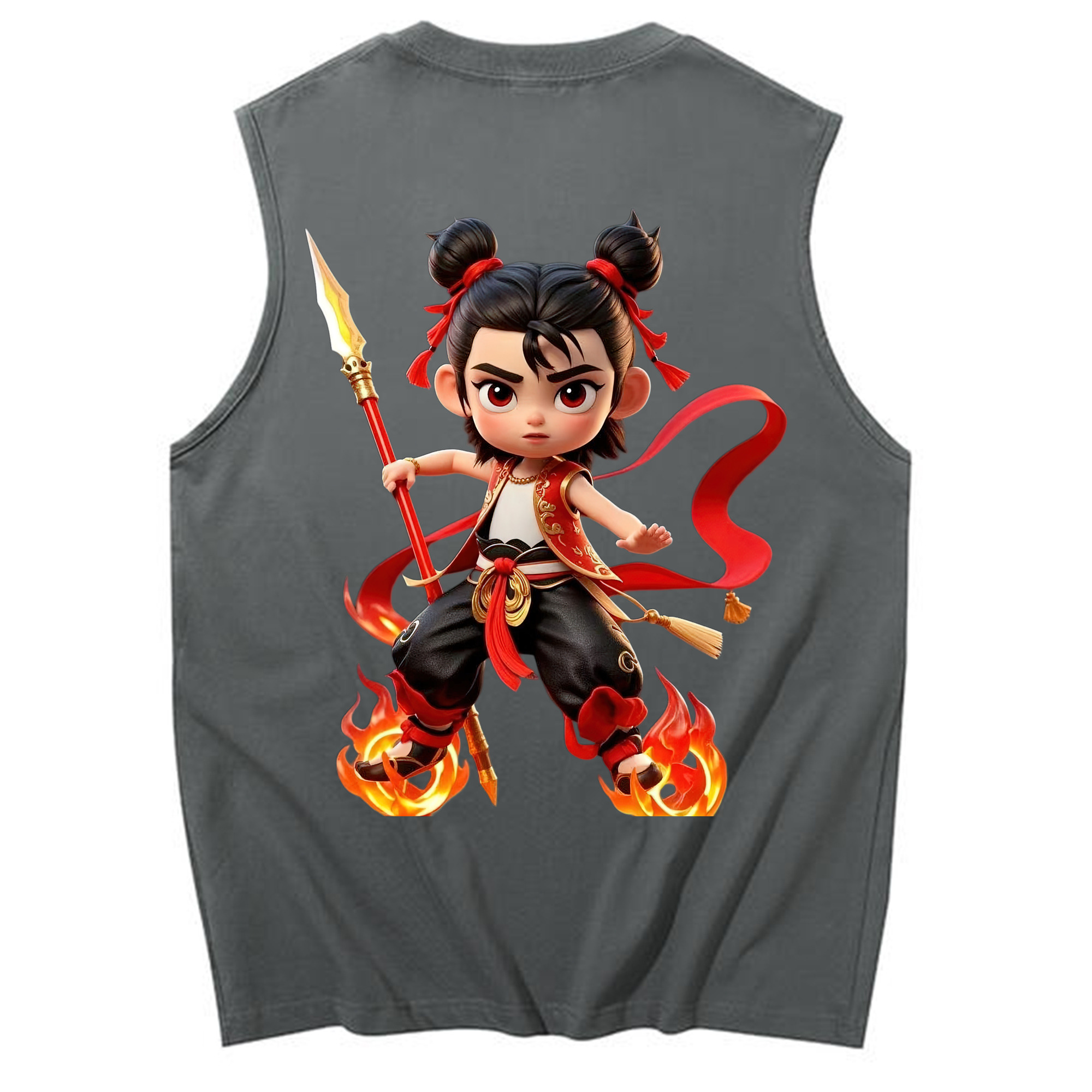 （画像用） Ne Zha 2 ナタ 魔童の大暴れ コットン100％タンクトップ（背面プリント）